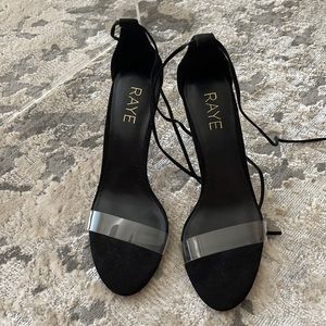 Raye Clear Strap Wrap Heels